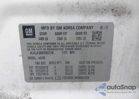 2015 Buick Encore Convenience z USA, uszkodzony, nr VIN KL4CJFSB8FB157116